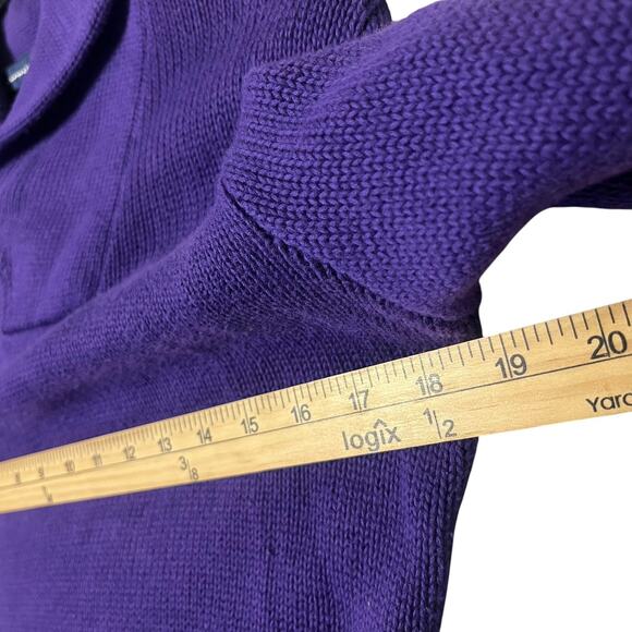 Ralph Lauren Sport Women's M Shawl Collar Sweater purple Yellow Pony Pullover - Picture 4 of 6